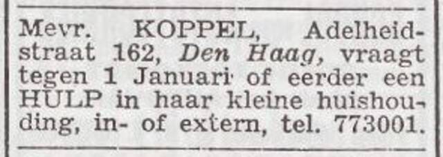 Advertentie 'personeel gevraagd' van Betsij Koppel-Meijers