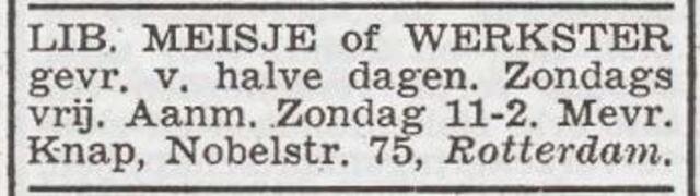 Advertentie 'personeel gevraagd' van Hester Knap-Spetter