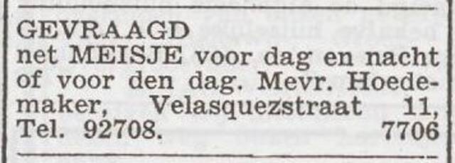 Advertentie 'personeel gevraagd' van Brijne Hoedemaker-de Jong