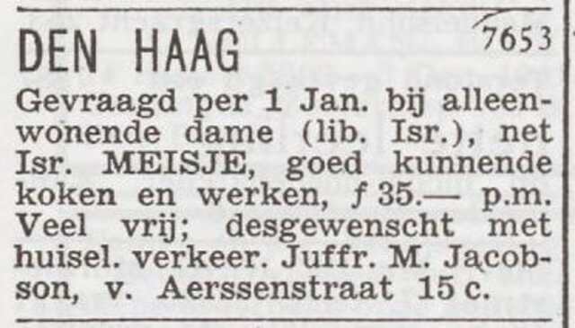 Advertentie 'personeel gevraagd' van Marianna Jacobson