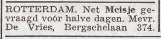 Advertentie 'personeel gevraagd' van Hendelina de Vries-Meijer
