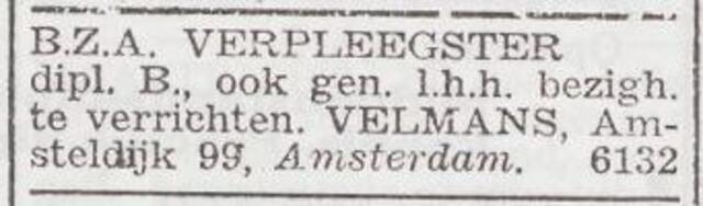 Advertentie 'personeel aangeboden' van Rebecca Velmans-Hakker