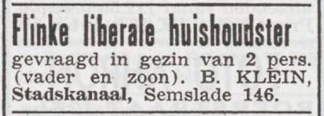 Advertentie 'personeel gevraagd' van Benjamin Klein