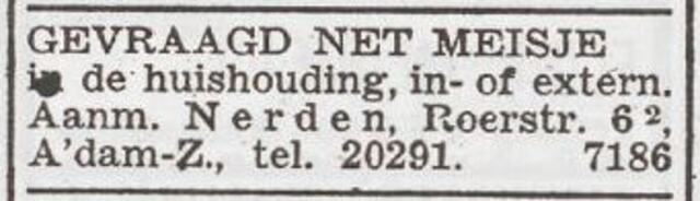 Advertentie 'personeel gevraagd' van Bernard Nerden