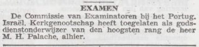Mozes Herman Palache godsdienstonderwijzer van de hoogste rang