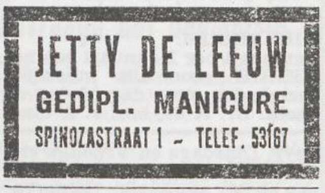 Advertentie van Jetty de Leeuw