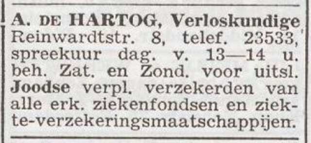 Advertentie van verloskundige Aleida de Hartog
