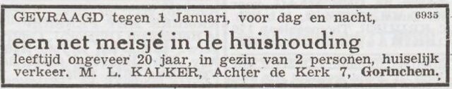Advertentie 'personeel gevraagd' van Mozes Levie Kalker