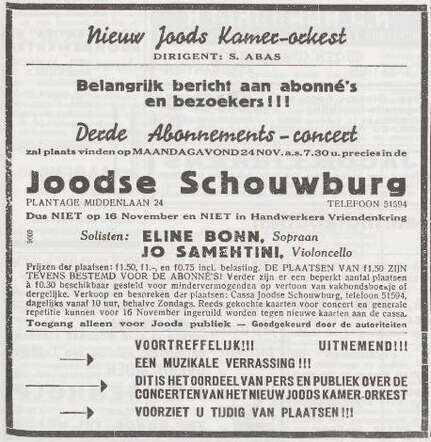 Nieuw Joods Kamer-orkest o.l.v. Salomon Abas