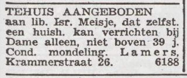 Advertentie 'personeel gevraagd' van Kamila Lamers-Littmann