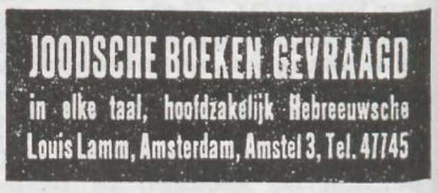 Advertentie van Louis Lamm