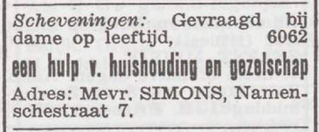 Advertentie 'personeel gevraagd' van Brandina Simons-de Vries