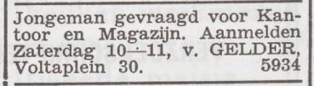Advertentie 'personeel gevraagd' van Simon Andries van Gelder