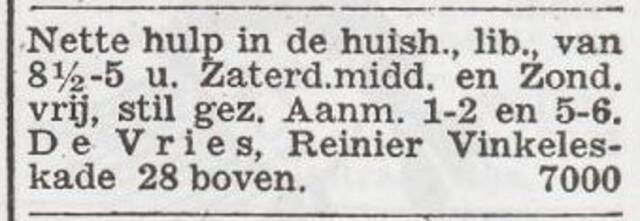 Advertentie 'personeel gevraagd' van Annegien de Vries