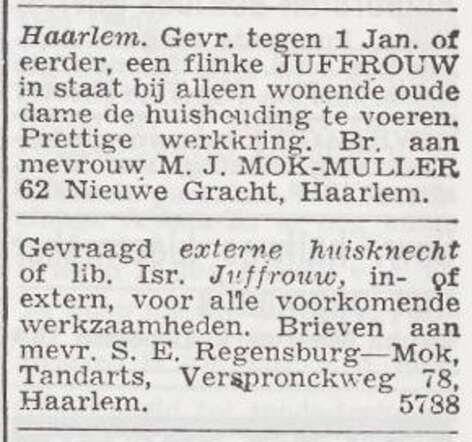 Advertenties 'personeel gevraagd'