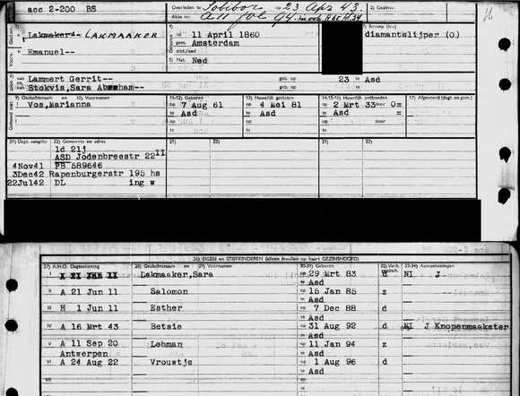 Archiefkaart Emanuel Lakmaaker 11-5-1860