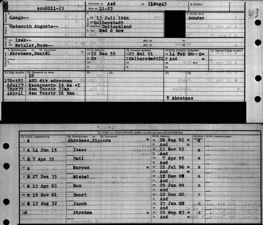 Archiefkaart Guteroth Auguste Abrahams-Lange