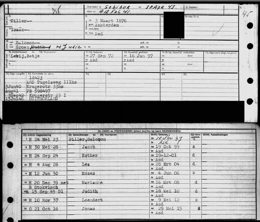 Archiefkaart Isaac Piller 3-3-1876