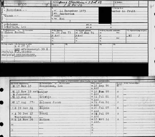 Archiefkaart Jacob Hoepelman 14-12-1873