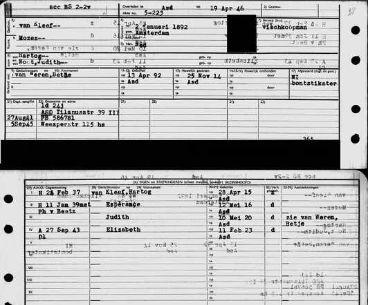 Archiefkaart Mozes van Kleef 2-1-1892