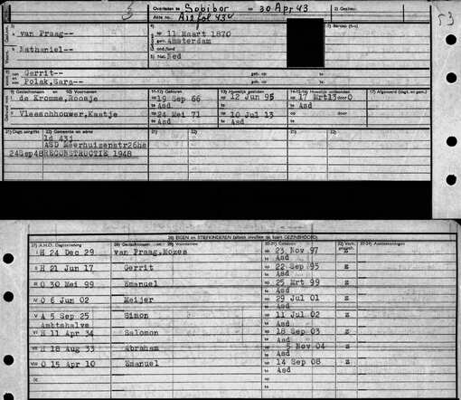 Archiefkaart Nathaniel van Praag 11-3-1870
