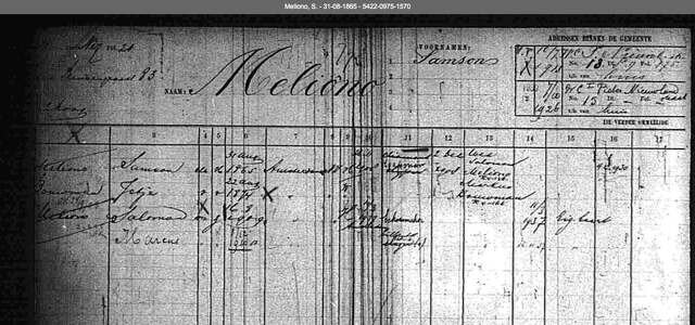 Archiefkaart SAA  Samson Meliono  31-8-1865