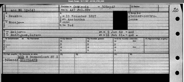 Archiefkaart Swaab, Roosje - 19-11-1897 - A01232_0795_0464