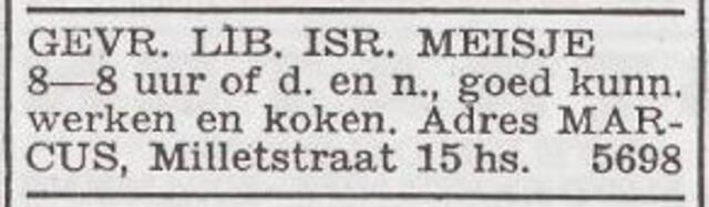 Advertentie 'personeel gevraagd' van het gezin Philip Marcus