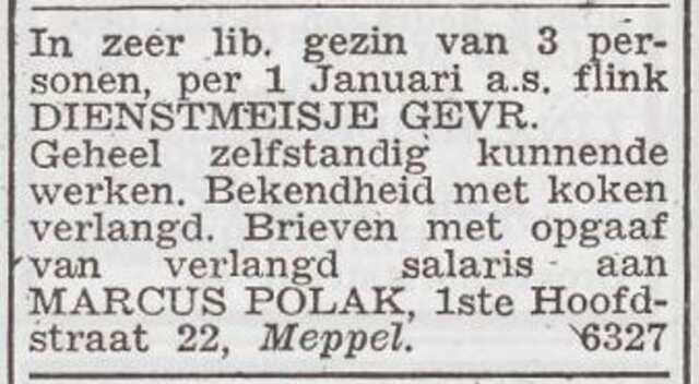 Advertentie 'personeel gevraagd' van Marcus Polak