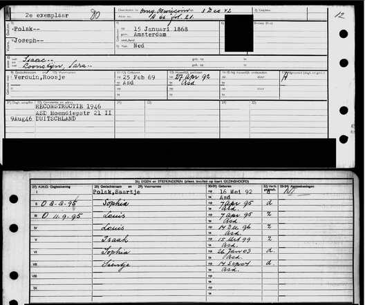 Arhiefkaart Joseph Polak 15-1-1868