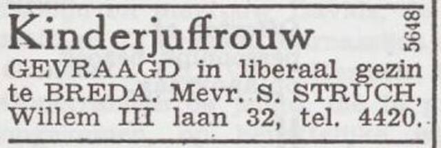 Advertentie 'personeel gevraagd' van Sylvia Struch