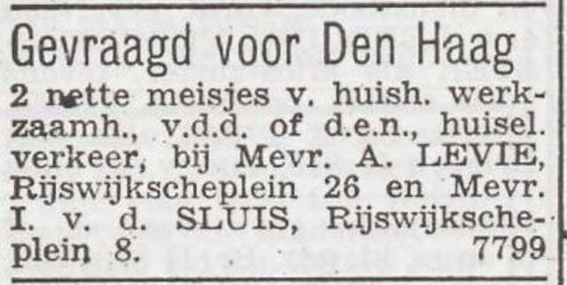 Advertentie 'personeel gevraagd' van Sophia van der Sluis-Weijl