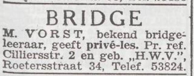 Advertentie van Maurits Vorst