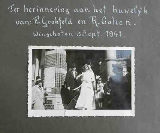 Huwelijksfoto Frederik Grobfeld en Roosje Cohen