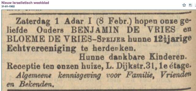 Bloeme de Vries-Speijer 19 dec 1862