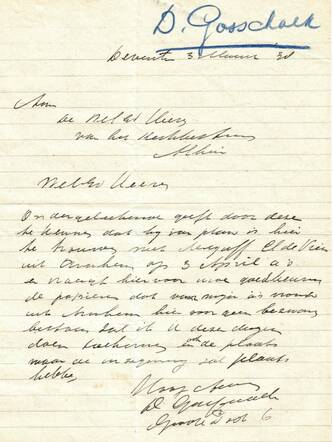 Brief David Gosschalk 3-3-1938 aan kerkbestuur over huwelijk