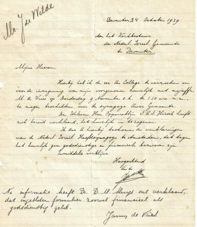Brief Joseph de Wilde en Marianne de Vries 24-10-1939