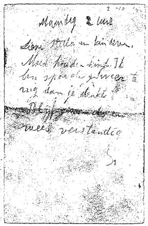 Briefkaart uit de trein naar Auschwitz van Isaäc Alvares Vega