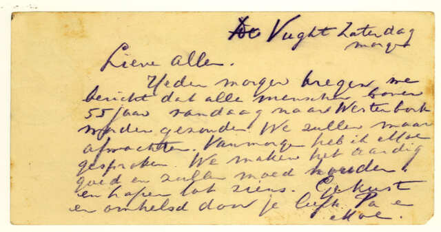 briefkaart van Jacques Frankfort vanuit Kamp Vught