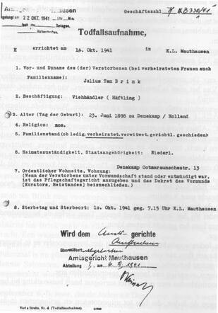 Todesfallaufnahme Julius ten Brink