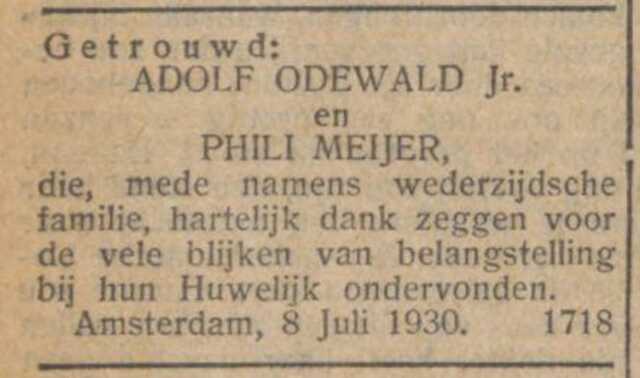 Bron: Nieuw Israelitisch weekblad 11-7-1930