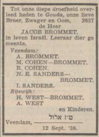 Bron: Nieuw Israelitisch weekblad 16-9-1938