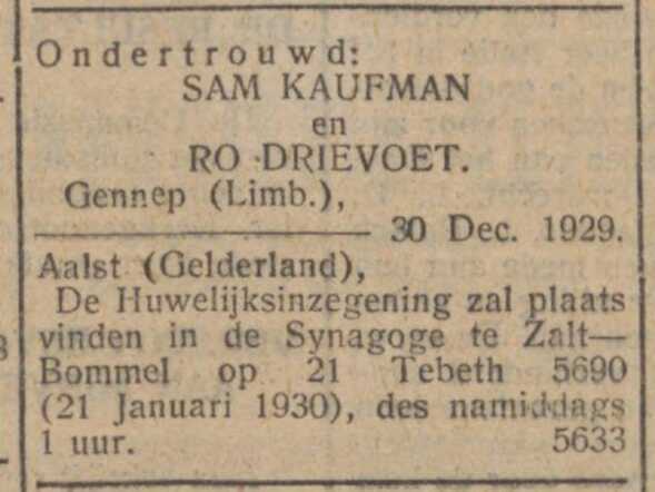 Bron: Nieuw Israelitisch weekblad 3-1-1930