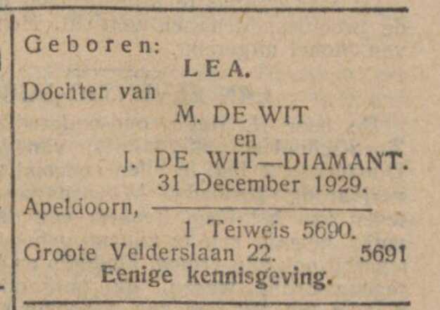 Bron: Nieuw Israelitisch weekblad 3-1-1930