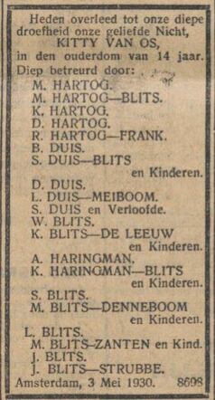Bron: Nieuw Israelitisch weekblad  9-5-1930