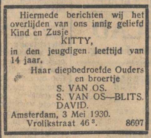 Bron: Nieuw Israelitisch weekblad  9-5-1930