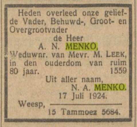 Bron: NIW 18-7-1924