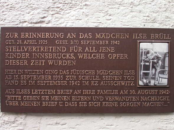 Memorial for Ilse Brüll at her school in Innsbruck