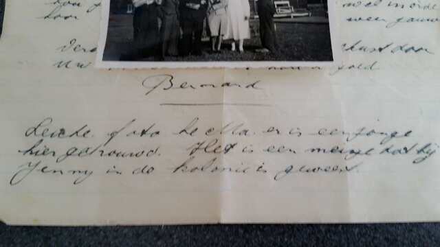 De brief bij de foto.