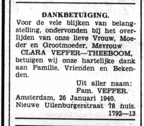 Dankbetuiging Klaartje Theeboom